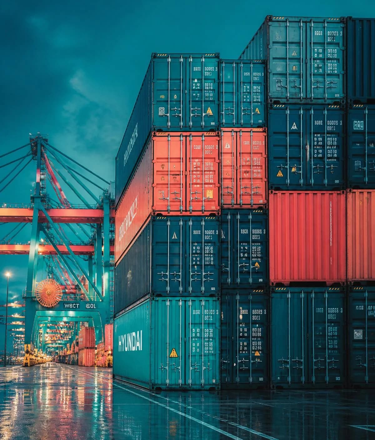 Stacked shipping containers